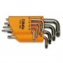 Beta 97TX/SC8 series of key male bent for screws with imprint Torx, burnished, with plastic support